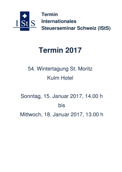 Termin 2017 - Internationales Steuerseminar Schweiz