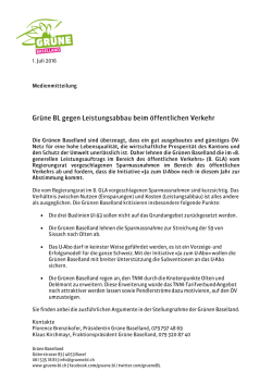 Grüne BL gegen Leistungsabbau beim öffentlichen Verkehr