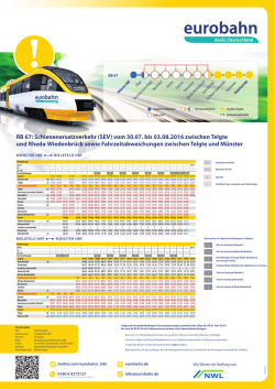 RB 67: Schienenersatzverkehr (SEV) vom 30.07. bis