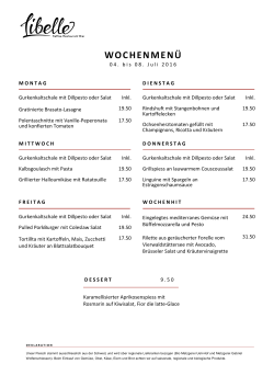 wochenmenü - Restaurant Libelle