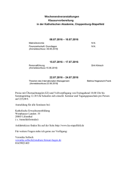 Programm für das Sommersemester 2016 - FernStudium