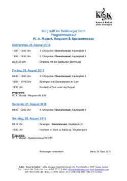 Sing mit! im Salzburger Dom Programmablauf WA Mozart, Requiem