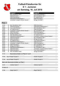 Fußball-Pokalturnier für E 1 - Junioren am