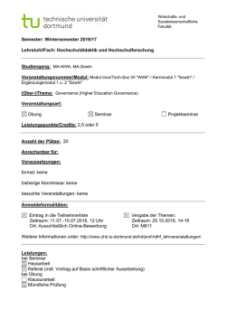Governance - Wirtschafts- und Sozialwissenschaftliche Fakultät