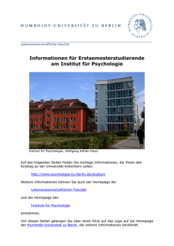 Informationen f&uuml;r Erstsemesterstudierende am Institut f&uuml;r Psychologie