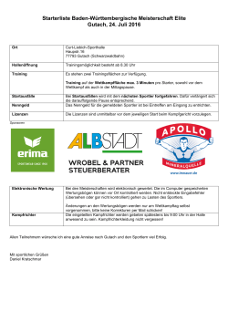 Starterliste Baden-Württembergische Meisterschaft