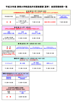 各会場食堂等営業日一覧（PDF）