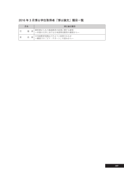 2016 年 3 月博士学位取得者「博士論文」題目一覧