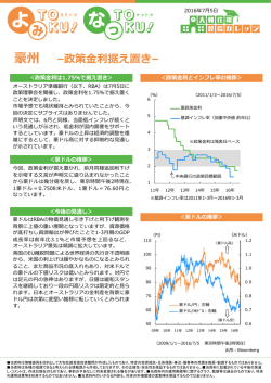 豪州 -政策金利据え置き
