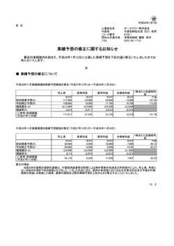業績予想の修正に関するお知らせ