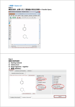 ＜検索1（Query 1)＞ Step 1. 構造を描き 必要に応じて置換基の発生を