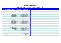 新橋駅 臨時時刻表 8月12日（金）・13日（土）・14日（日）