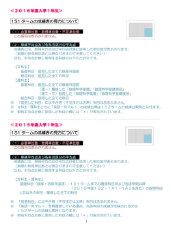 ＜2016年度入学1年生＞ 1S1 タームの成績表の見方について
