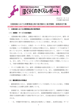 北陸地域における消費関連企業の販売動向と販売戦略・価格