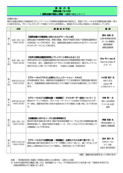 講 座 内 容 国際会議【全6回】 〈 国際会議の誘致と開催 ～成功