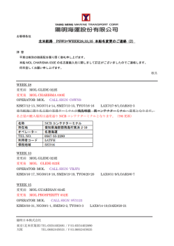 北米航路 PSW3=WEEK28,33,35 本船名変更のご