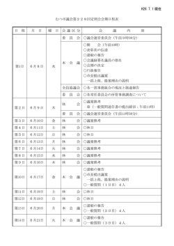 H28.7.1 現在 むつ市議会第228回定例会会期日程表 日 程 月 日 曜 日