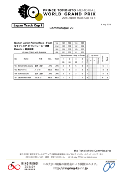 http://ringring-keirin.jp Communiqu&eacute; 29 Japan Track Cup I