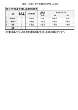 食品・土壌放射性物質測定結果（6月）