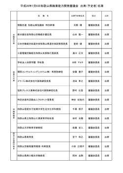 平成28年7月6日和歌山県職業能力開発審議会 出席（予定者）名簿
