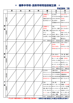 楠隼中学校・高等学校寄宿舎献立表