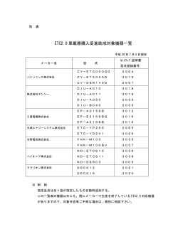 ETC2.0 車載器購入促進助成対象機器一覧