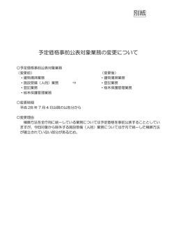 別紙「予定価格事前公表対象業務の変更について」