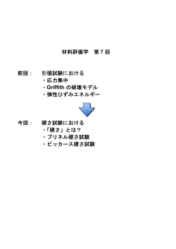 材料評価学 第 7 回 前回： 引張試験における ・応力