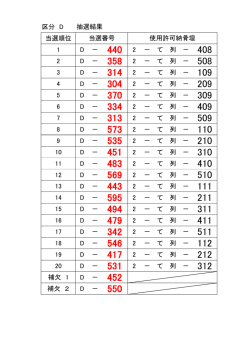 区分 D 当選順位 1 D － 440 2 － て 列 － 2 D － 358 2 － て 列 － 3 D