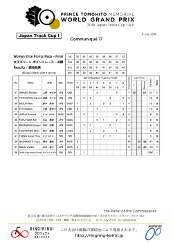 Japan Track Cup I Communiqu&eacute; 17