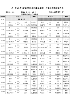 ﾊﾞｰﾓﾝﾄｶｯﾌﾟ第26回全日本少年ﾌｯﾄｻﾙ大会 県大会 予選ﾘｰｸﾞ結果