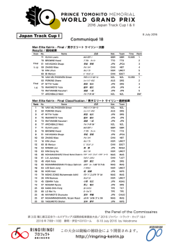 http://ringring-keirin.jp Communiqu&eacute; 18 Japan Track Cup I