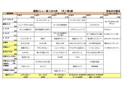 杏林井の頭店 週間メニュー表＜2016年 7月＞第5週