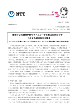 複数の研究機関が持つゲノムデータを相互に開示せず 分析する解析手法