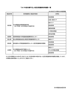 「2017年度休講予定」の認定看護師教育機関一覧