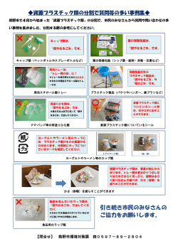 資源プラスチック類の分別について （問い合わせの多い事例集）