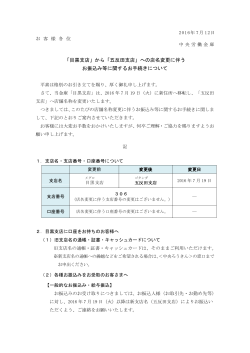 「目黒支店」から「五反田支店」への店名変更に伴う お