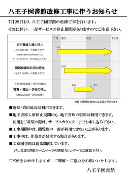 八王子図書館改修工事に伴うお知らせ