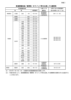 配達困難地域／郵便物・ゆうパック等をお渡しする郵便局