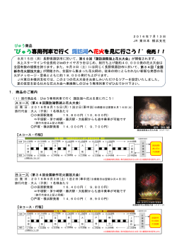 “びゅう専用列車で行く 諏訪湖へ花火を見に行こう！”発売！！