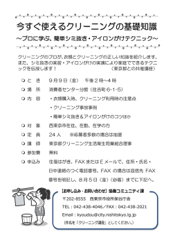 ～プロに学ぶ、簡単シミ抜き・アイロンがけテクニック～