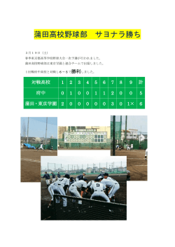 野球部春季大会結果報告 - 東京都立蒲田高等学校
