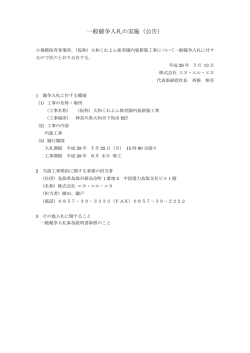 一般競争入札の実施（公告） - 株式会社エヌ・エル・エヌ