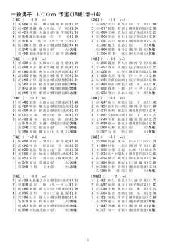 一般男子 100m 予選(18組1着+14)