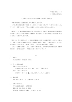 平成 28 年7月 11 日 カネ美食品株式会社 「オム焼きそば」のラベル表示