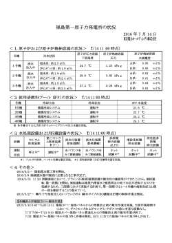 福島第一原子力発電所の状況