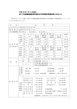 平成28年7月10日執行 第24回参議院議員通常選挙の選挙結果