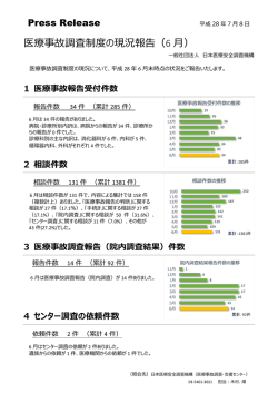 医療事故調査制度の現況報告（6 ） - 一般社団法人 日本医療安全調査機構