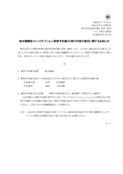 株式報酬型ストックオプション(新株予約権)の発行内容の
