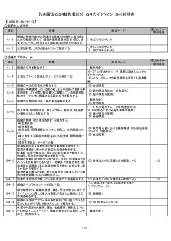「九州電力CSR報告書2016」GRIガイドライン（G4）対照表
